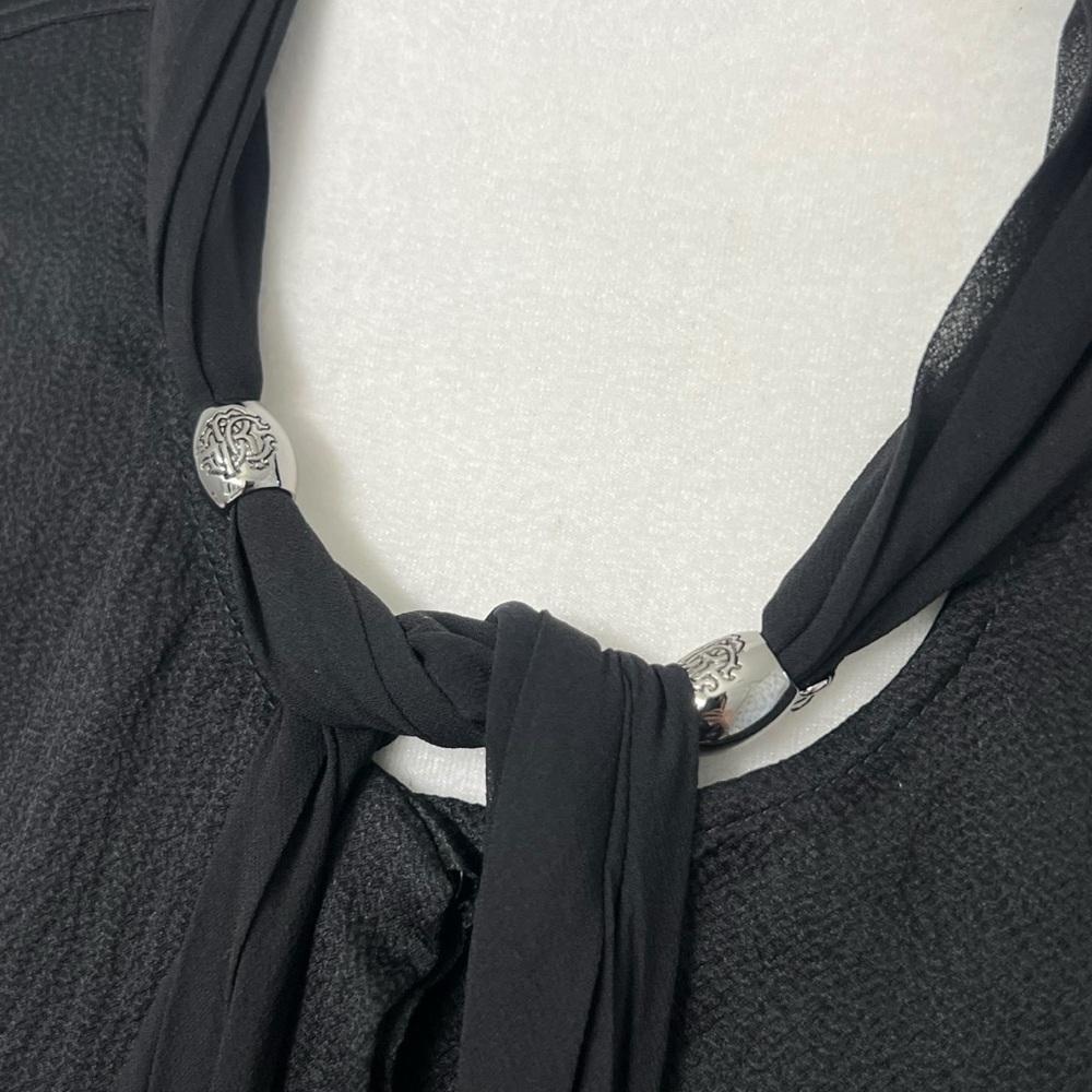 Roberto Cavalli Black Silk Blouse with Tie Detail - Picture 7 of 14